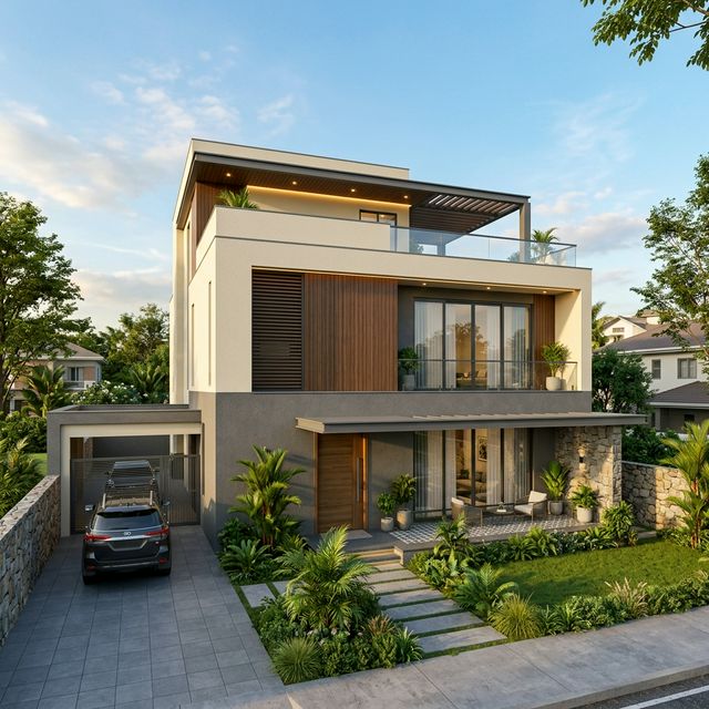 3D House Elevation Render
